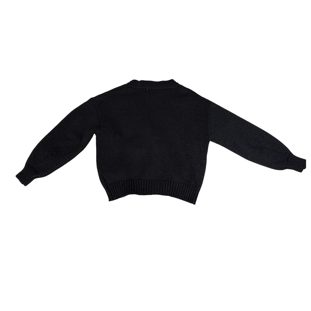 Womens Cardigan Black Size S Applique Crochet 3D Pink Rose Grannycore Cottagecor - Picture 10 of 14